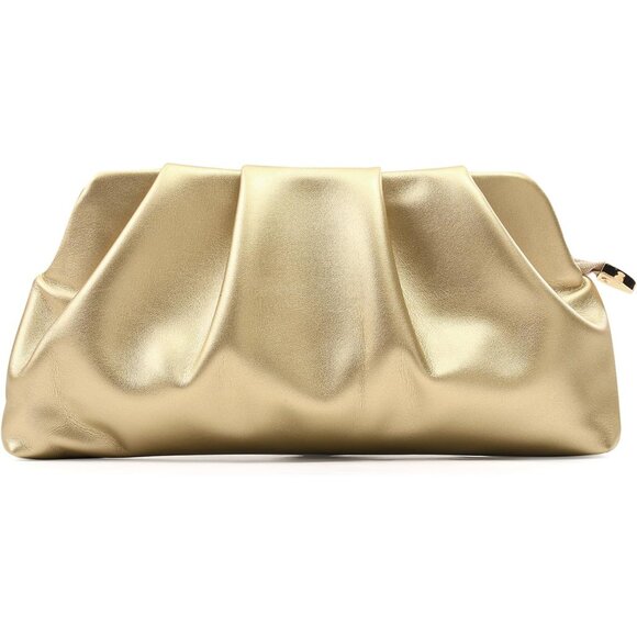 Compact Zip Closure Ruched Clutch Purse with Chain - Ideal for Special Events